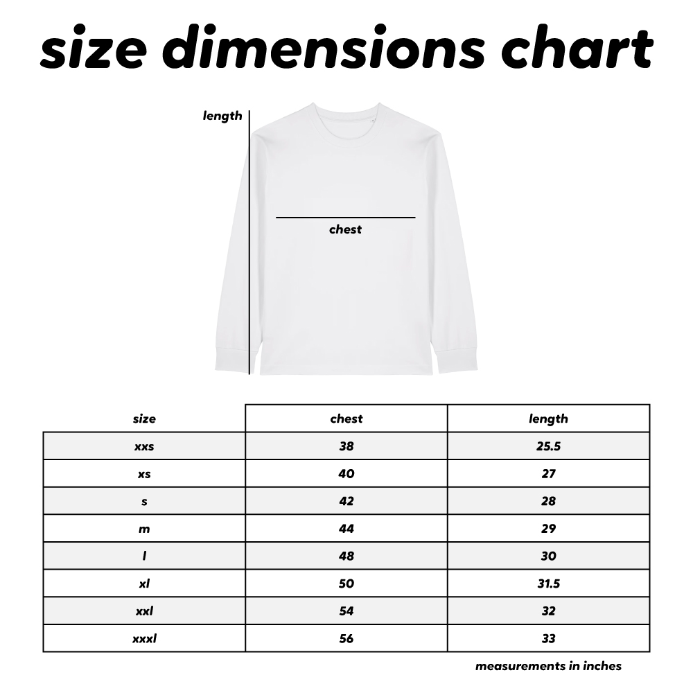 Size dimensions chart